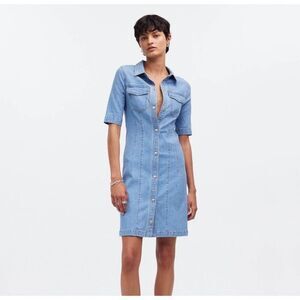 Madewell Denim Seamed Mini Shirtdress in Palermo Wash